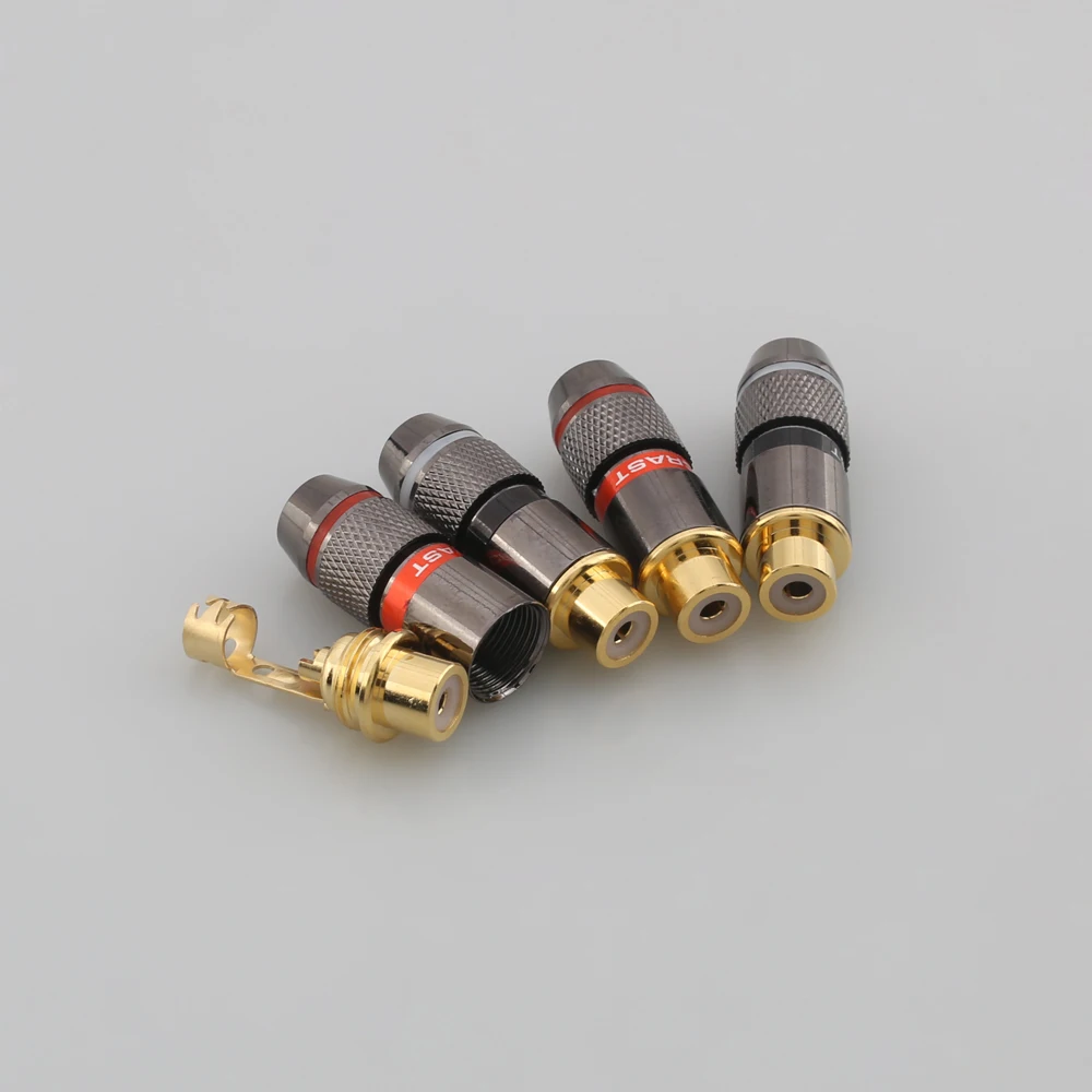 8Pcs R Connector High Quality Gold Plated RCA Female Plug Jack Socket Audio Adapter Black&Red in Speaker Plug