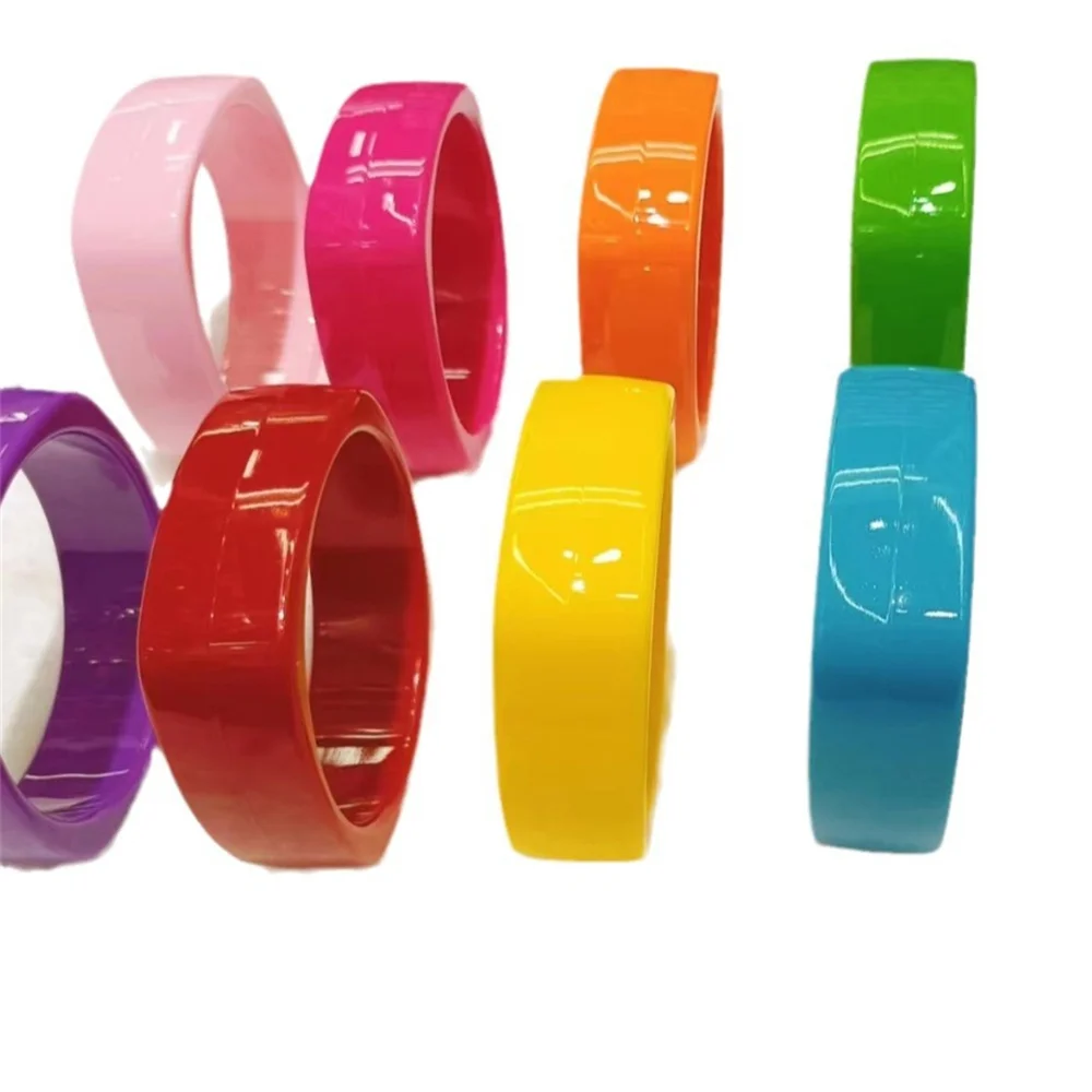 Vintage Acrylic Cuff Fashion Bangles for Women New Trendy multicolour Wide Geometric Resin Simple Bracelets Charm Jewelry