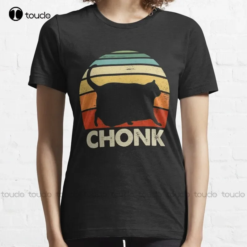 New Chonk Cat Retro Vintage T-Shirt Cotton Tee Shirt S-5Xl Birthday Girl Shirt Custom Aldult Teen Unisex Fashion Funny New