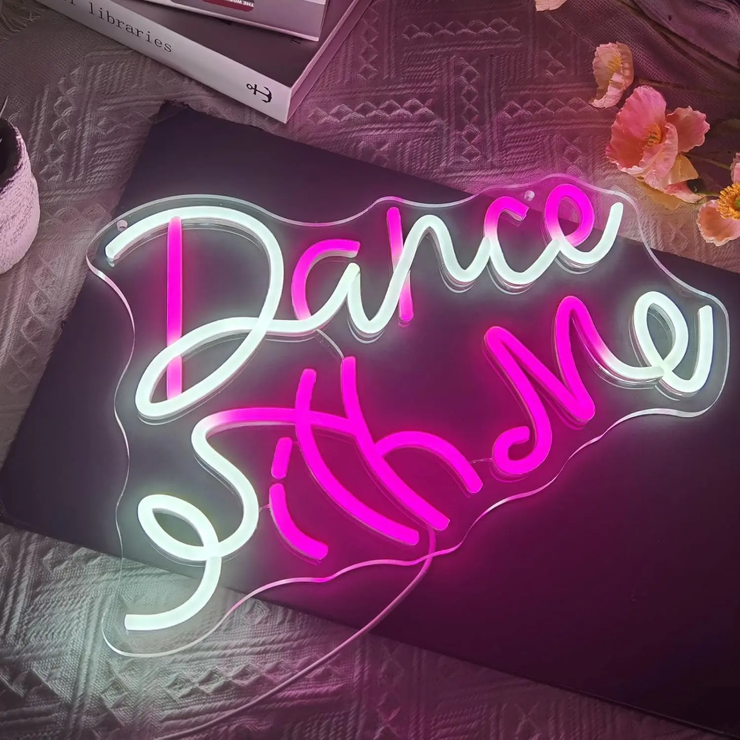 Dance with Me Neon Sign Led Dimmable Neon Light Sign for USB Powered Wall Art Decor Wedding Birthday Party Bar Party Decor