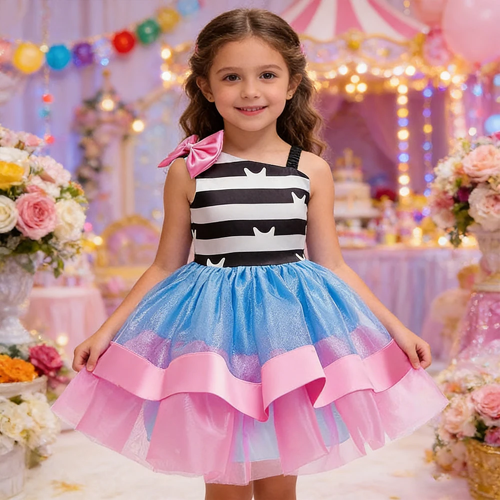 

Sleeveless Rainbow Princess Dress for Girls Gabby Cat Cosplay Party Dresses Children Birthday Dress Outfit Tulle Tutu Dress