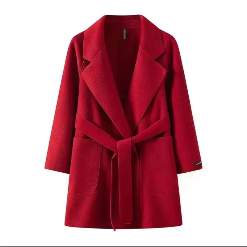 Large Size Women Woolen Coat 2026 Autumn Winter New Wool Jacket Loose Middle Aged Female Woolen Overcoat Outcoat