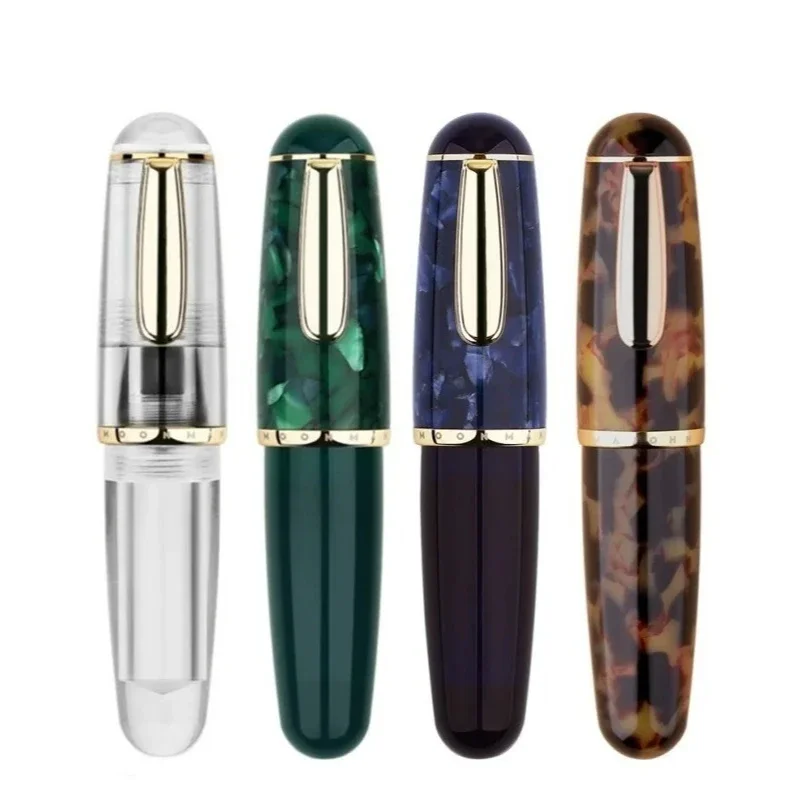 New MAJOHN Q1 Pocket Size Transparent Acrylic Fountain Pen EF/F/M Nib Eyedropper Filling With Office Supplies Ink Writing Gift P