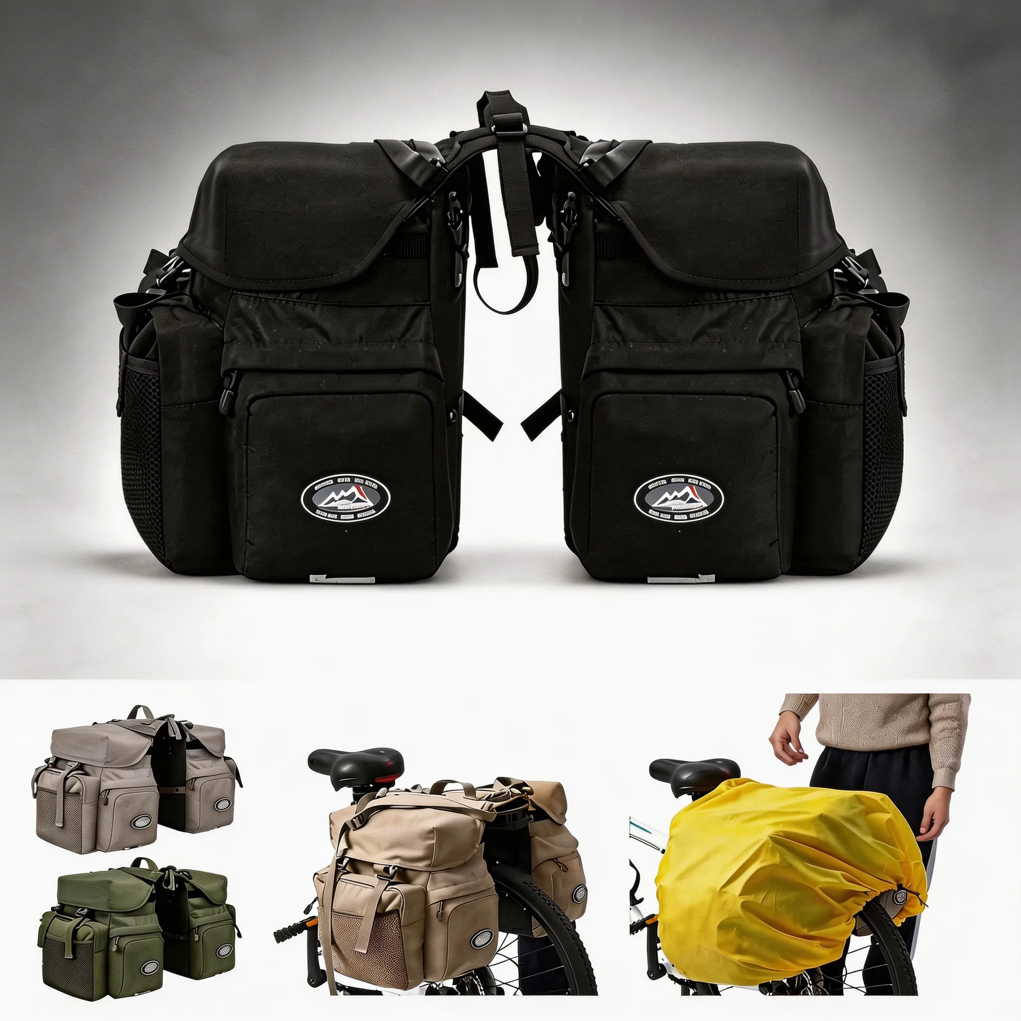 

Bike Pannier Bag 50L Waterproof Nylon Rain Cover Reflective MTB Road Bike Rear Rack Bag Touring Cycling Accessories