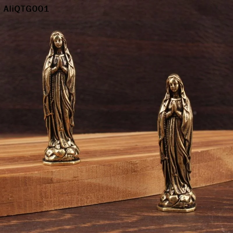 Vintage Messing Maria Figur Anhänger Reines Kupfer Jungfrau Maria Statue Handgefertigter Katholischer Religiöser Schmuck Kunstwerk