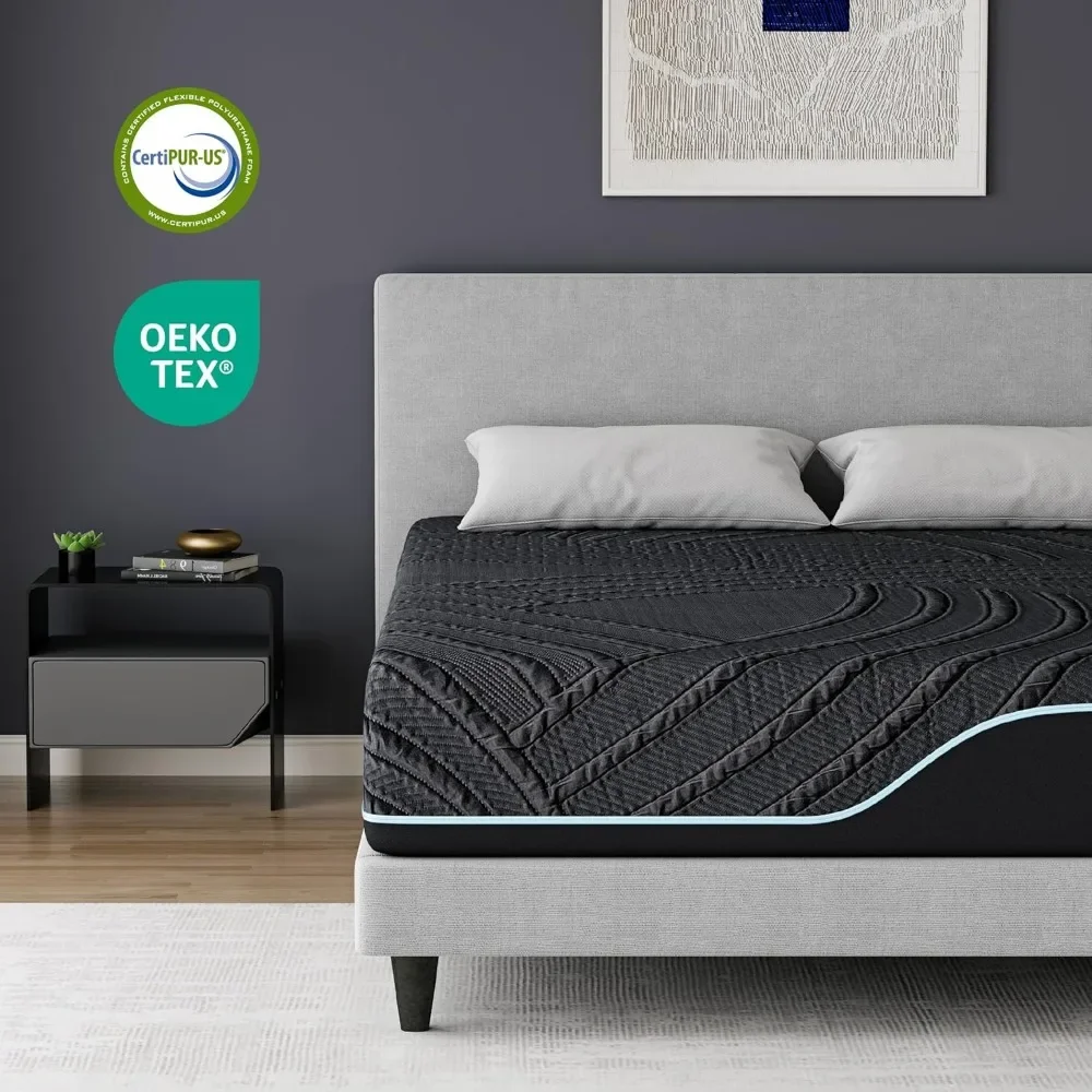 King 14 Inch Memory Foam Mattress in A Box, Copper Gel Firm Mattress for Back Support, with Cooling Knit Fabric Cover, Mattress