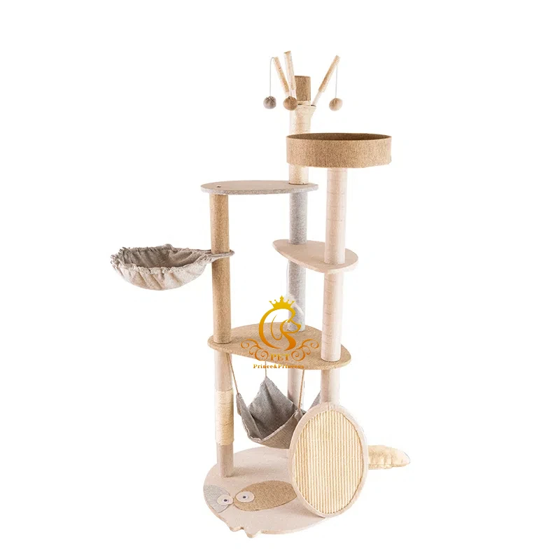 

EUR PET Hot Sale Indoor Wood Cat Tree Tower With Wood Cat House Modern Scratching Jumping Platforms Pet Houses Cat Furniture