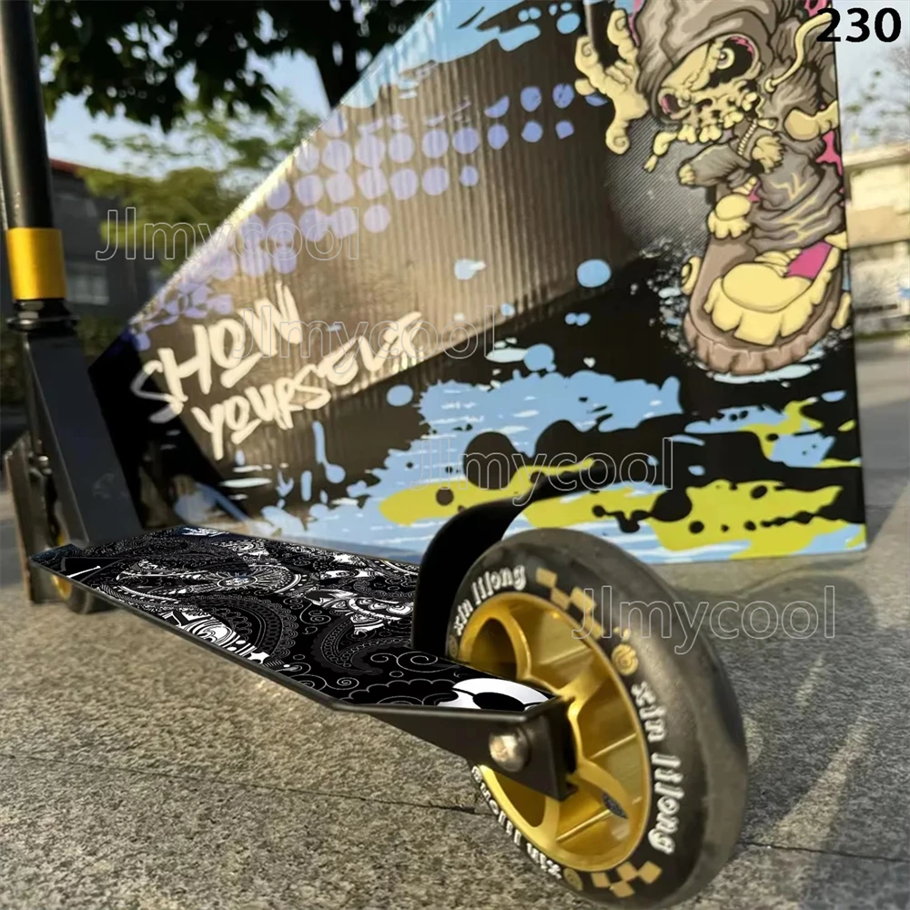 2 Complex Black and White Graffiti Scooter Sticker Skateboard Personalized Cool DIY Skin Suitable for Scooters Portable