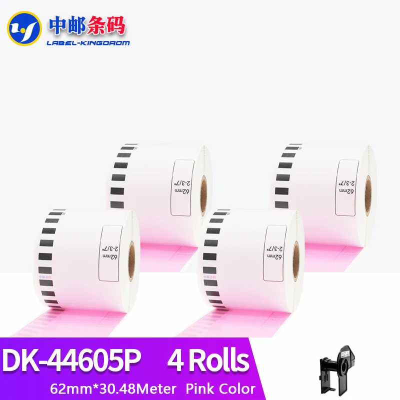 4 Rolls Pink Brother Generic DK-44605 Label Continuous Compatible for QL-570/580/700/710/720NW Label Printer DK-4605 DK44605