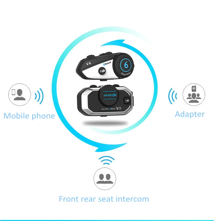 Vimoto-interfono V8 para motocicleta, auriculares estéreo con GPS, Radio de 2 vías, versión en inglés