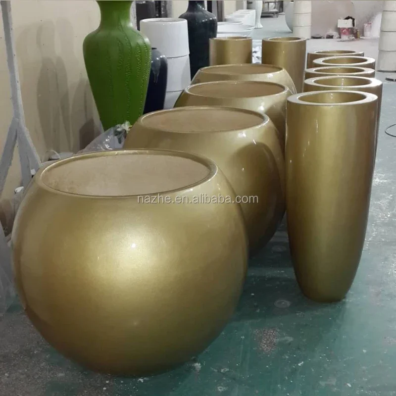 أواني زهور كروية مخصصة، أواني زهور، أواني فخار من الألياف الخارجية، ألياف زجاجية عالية الجودة للاستخدام مع الزهور/النباتات الخضراء c