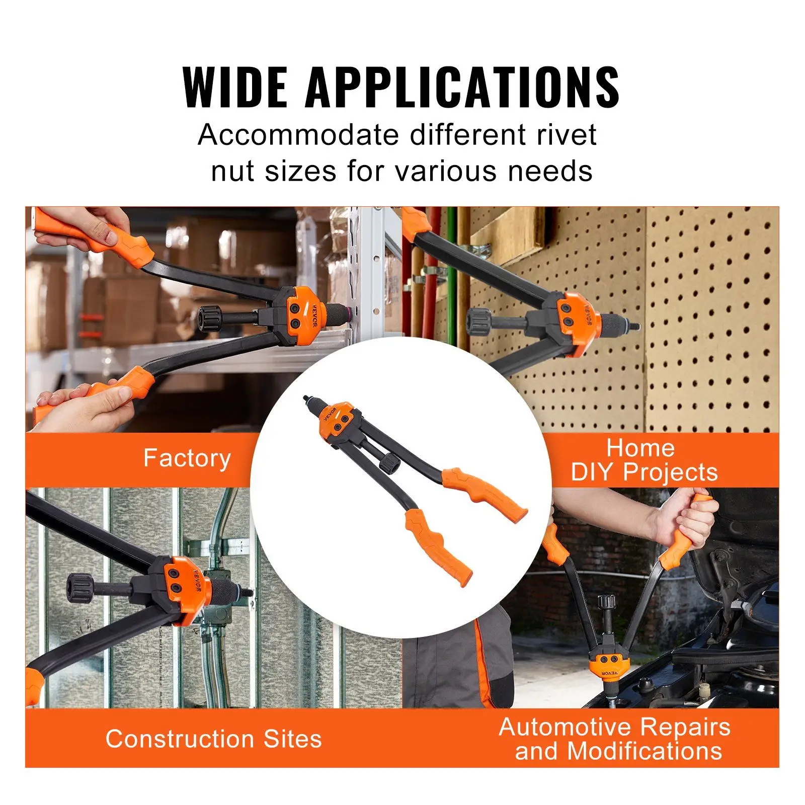 Portable 16in Rivet Nut Tool 13PC Mandrels 186PC Nuts M3-M12 1/4-20 5/16-18 3/8-16 1/2-13 With Carry Case