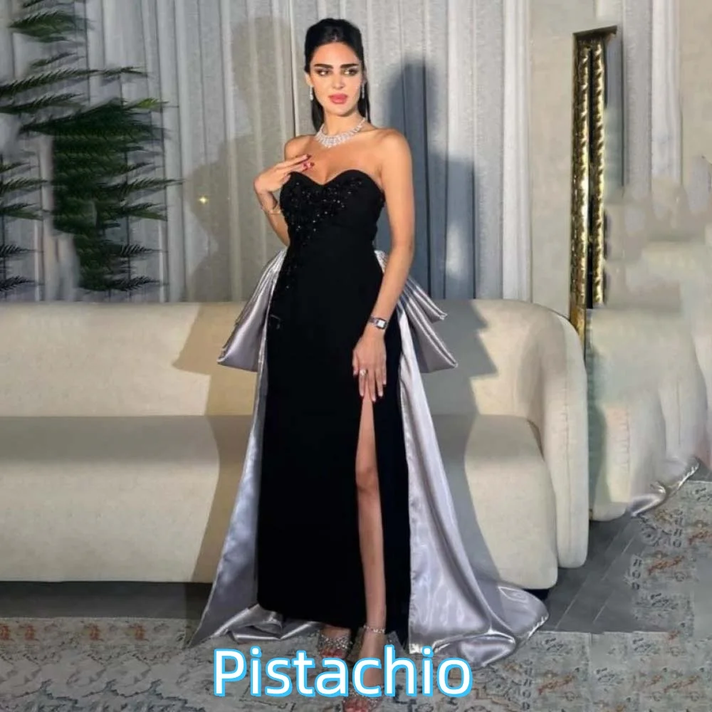 

Customized Exquisite Sleeveless Women Prom Dress Sweetheart Charming Mermaid Floor Length Party Dress High Split Evening Gown