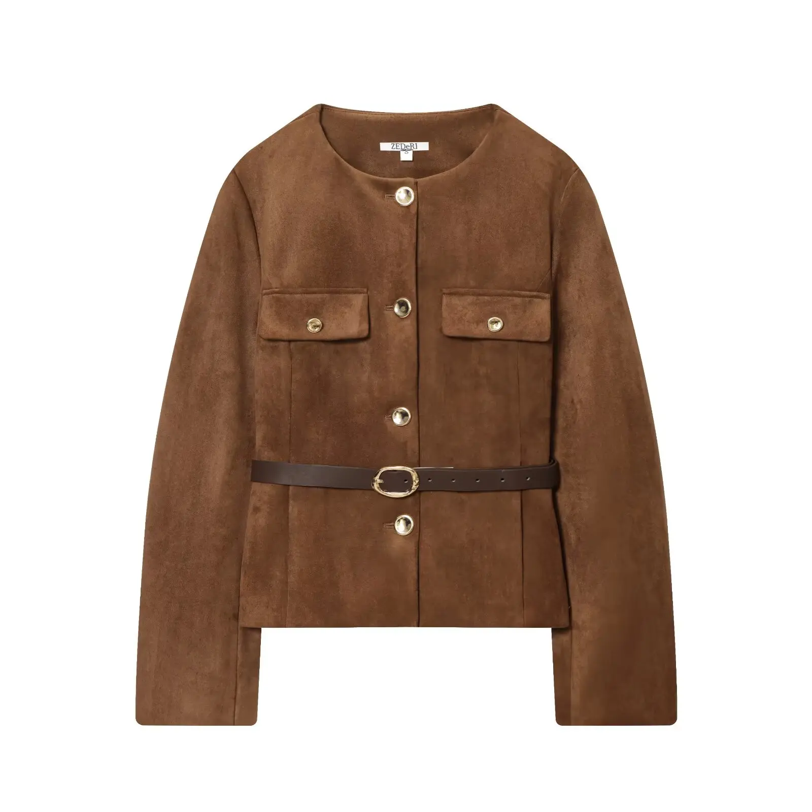 Faionable traje con textura de terciopelo Jaet con cinturón diseño mujer otoño nueva llegada JNLEAOG largo Sve Busin Wear