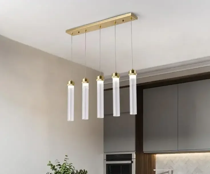 

Chandelier Simple Modern Transparent Glass for Dining Room Bar Lamp Nordic European Gold Plate Creative LED Home Decoration Lamp