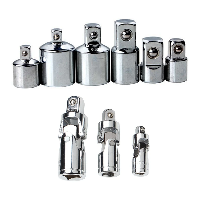 

6Pcs Ratchet Wrench Socket Converter Sleeve Heads Adapter With Universal Joint Conversion Adapter