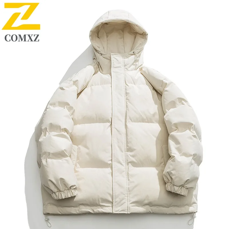 

COMXZ утолщенная мужская куртка для приключений на открытом воздухе, ветрозащитная теплая парка, однотонный дизайн, легкое комфортное осенне-зимнее пальто