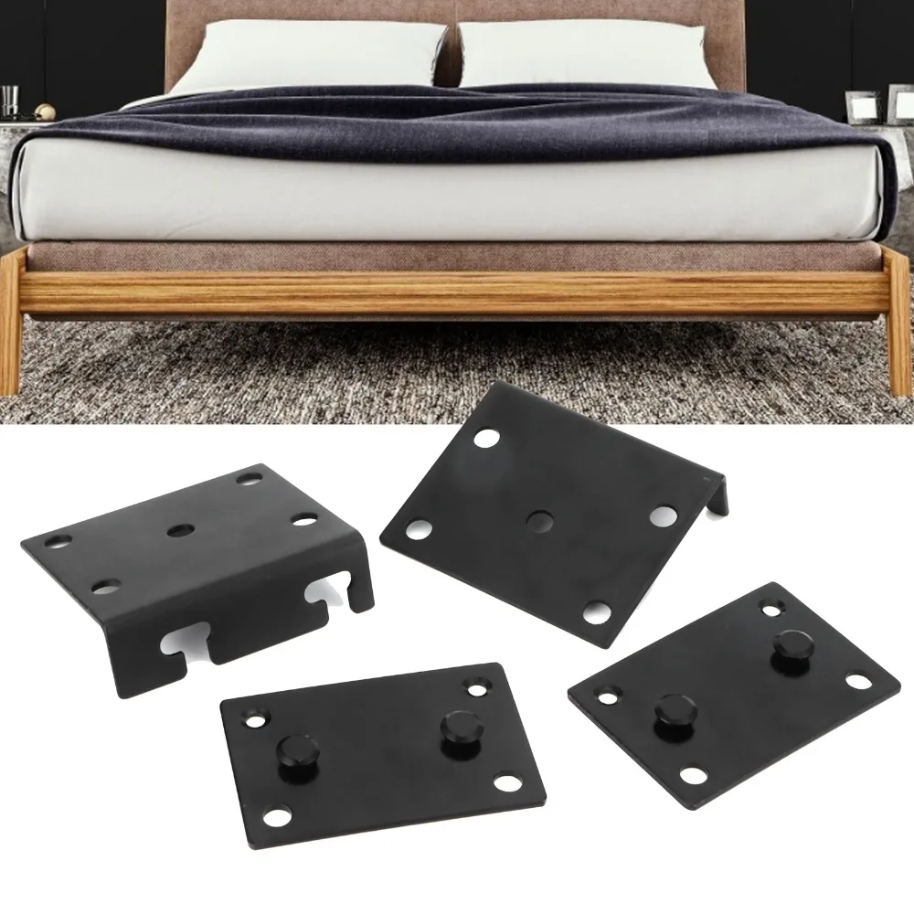 1 set Practical Black Hinge Bracket Iron Adjustable Furniture Hardware Connector Bed Frame Bracket Headboards