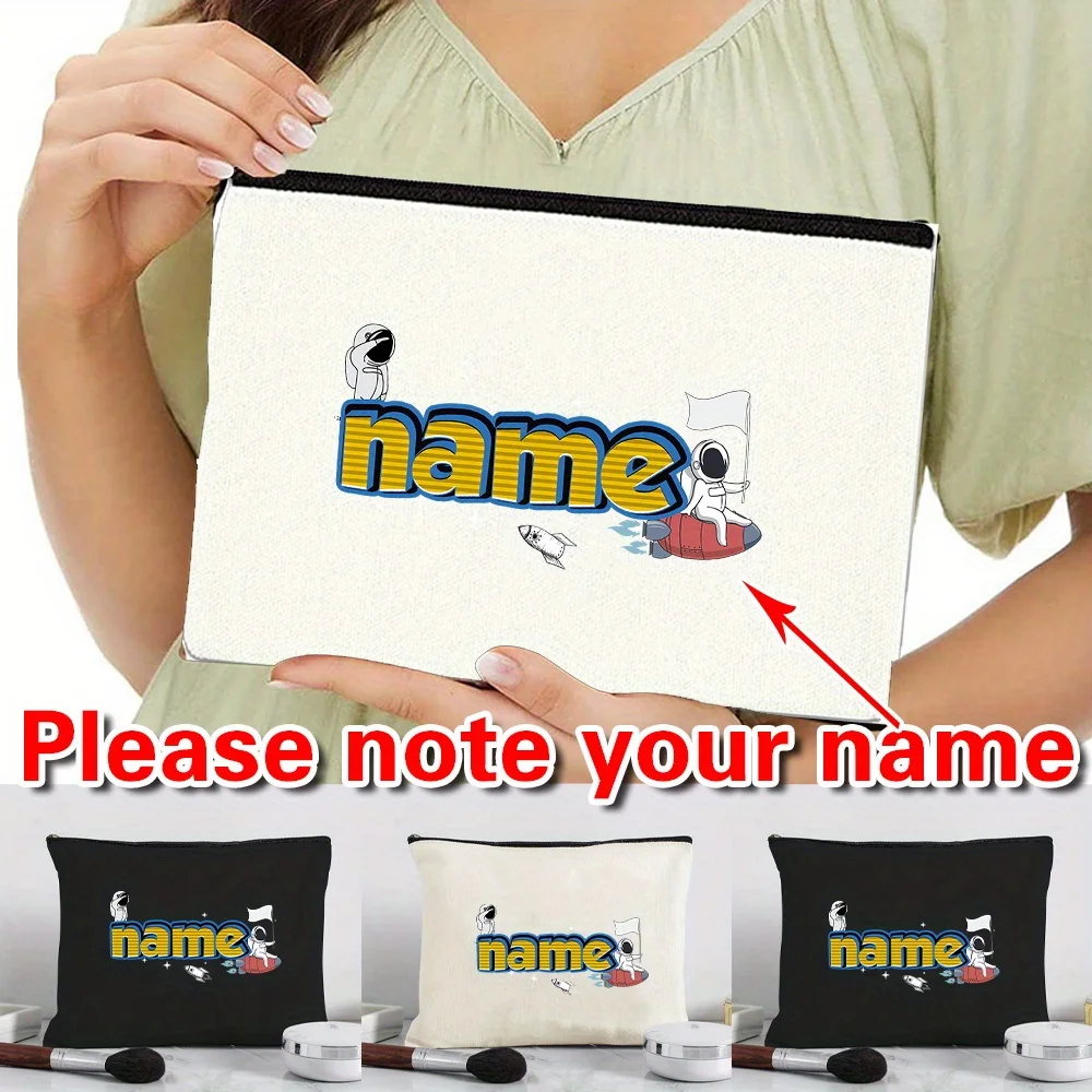 

Customized Name Canvas Makeup Bag Handbag Storage Bag Portable Travel Makeup Bag Cartoon Series Customized Products