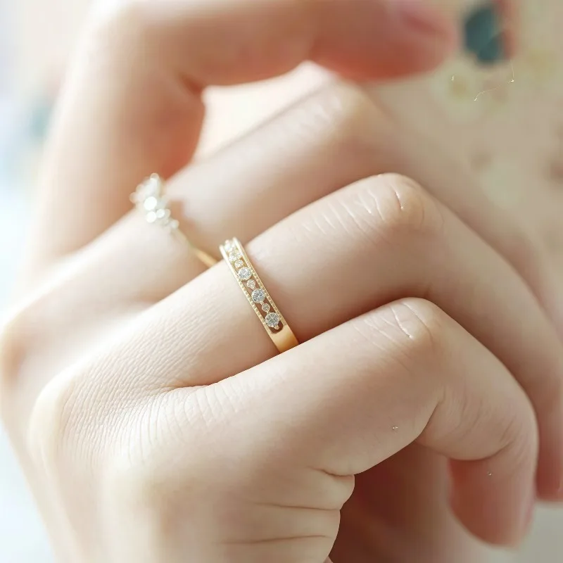 Cross-border Europe, America, niche design fashion light luxury diamond ring, women's hollow ring high-end jewelry