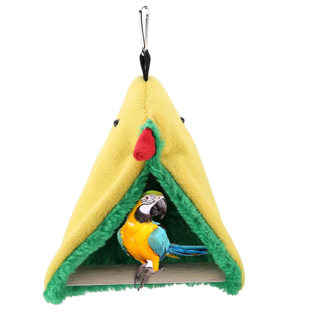 Bird Parrot Triangle Plush Hammock Cage Happy Tent Bed Hanging Cave Toy