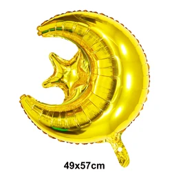 Ramadan Eid Moon Balloon Gold Moon Eid Decorations Ramadan Mubarak Foil Balloons Moon and Star Ramadan Home Decorations Balloon
