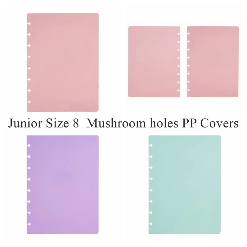 Junior/Letter/A5/A4  PP Notebook Covers with Mushroom Holes for DIY Daily Planner Schedule Loose Leaf Paper Cover A1909-043