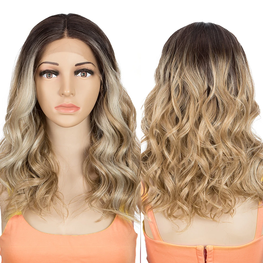 Synthetic Lace Front Wigs 20 Inch Body Wavy Wig Blonde Wig Cosplay Curly Wig Lace Front Wig For Women Lace Wig