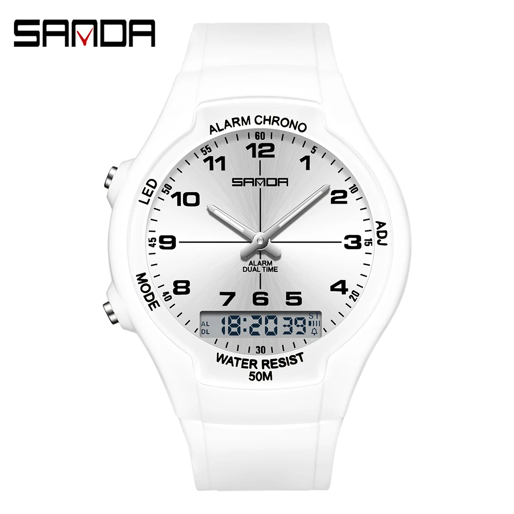 SANDA SD6320 ساعة كوارتز عصرية فاخرة وخفيفة الوزن مقاومة للماء ومزاج بسيط وساعة إلكترونية كاجوال