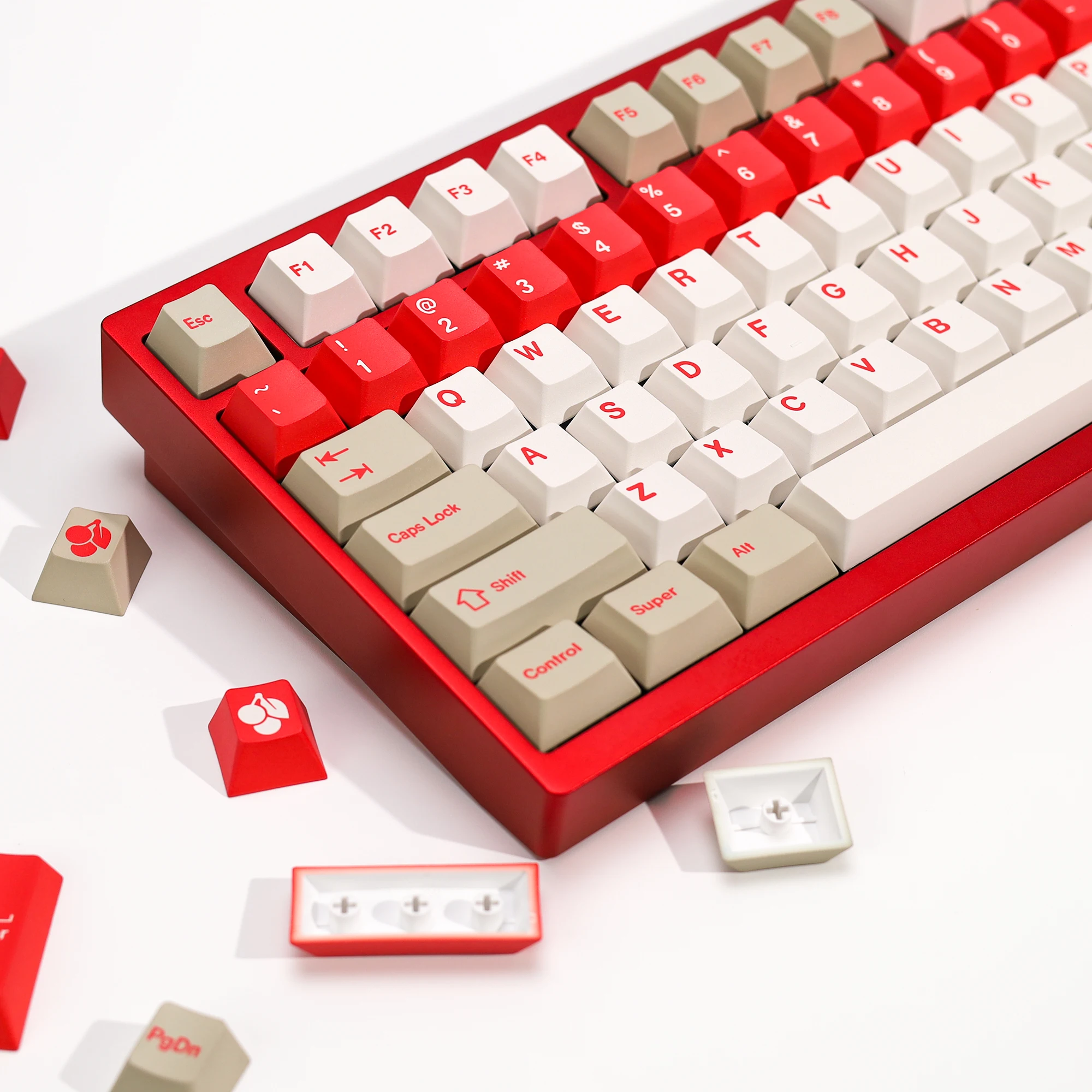 KBDiy Clone GMK Keycaps Red Alert PBT Retro Cherry Profile Alice ISO Keycap For 60 Gaming Magnetic Wooting Mechanical Keyboard