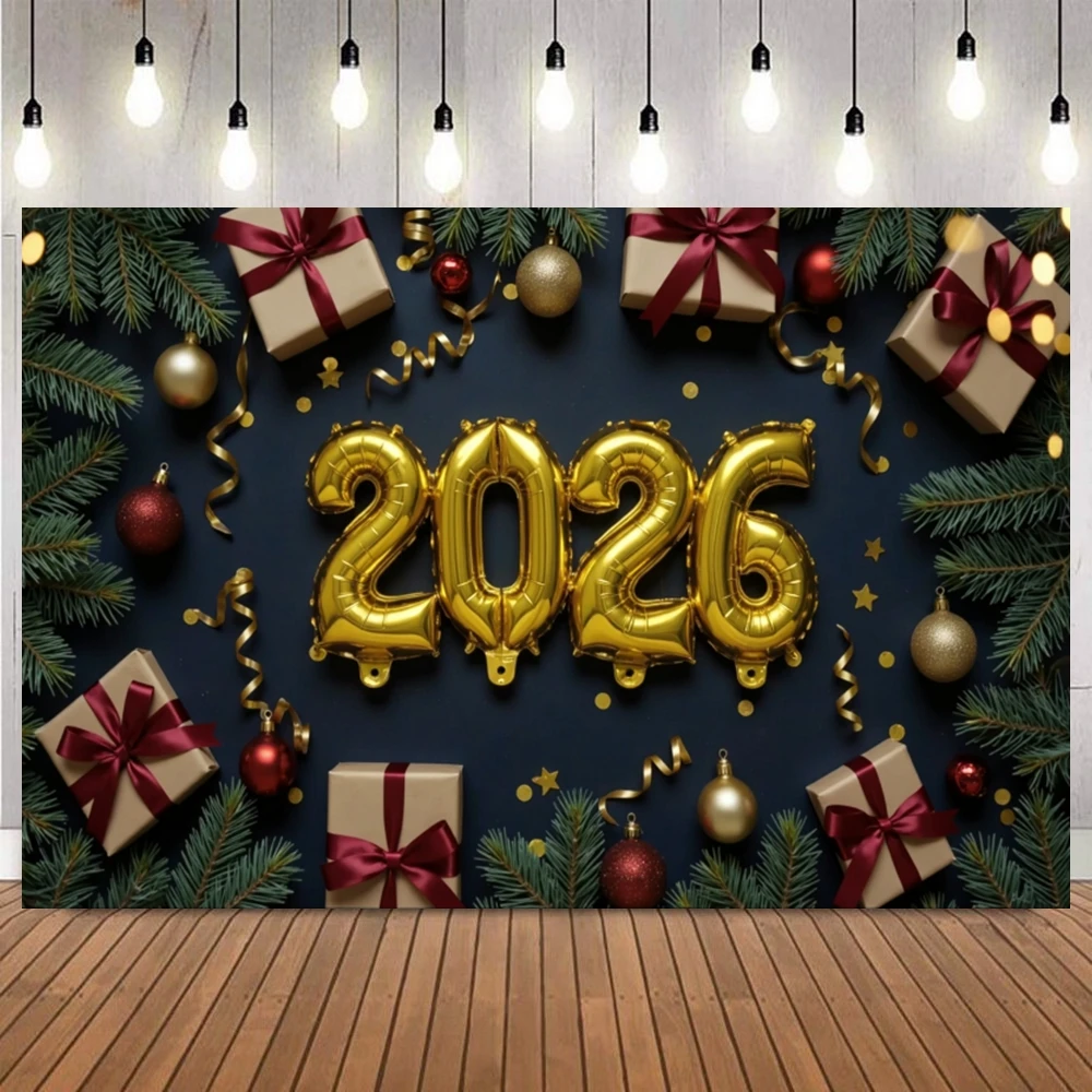 2026 سنة جديدة سعيدة التصوير خلفية فرع الصنوبر هدية مهرجان حفلة الأسرة صورة ديكور المنزل صور خلفية استوديو الدعامة #6