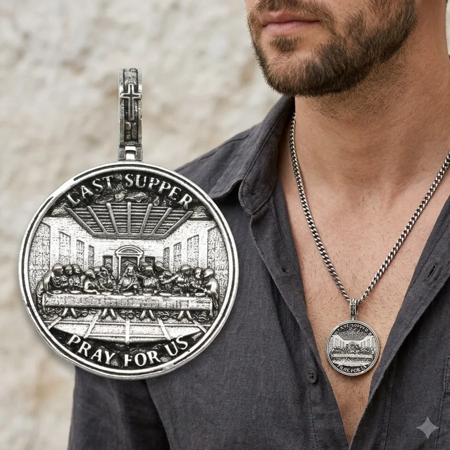 16g Jesus Christ The Last Supper Prayer Leonardo Pendant Religious Art Relief Customized 925 SOLID STERLING Silver High Trendy