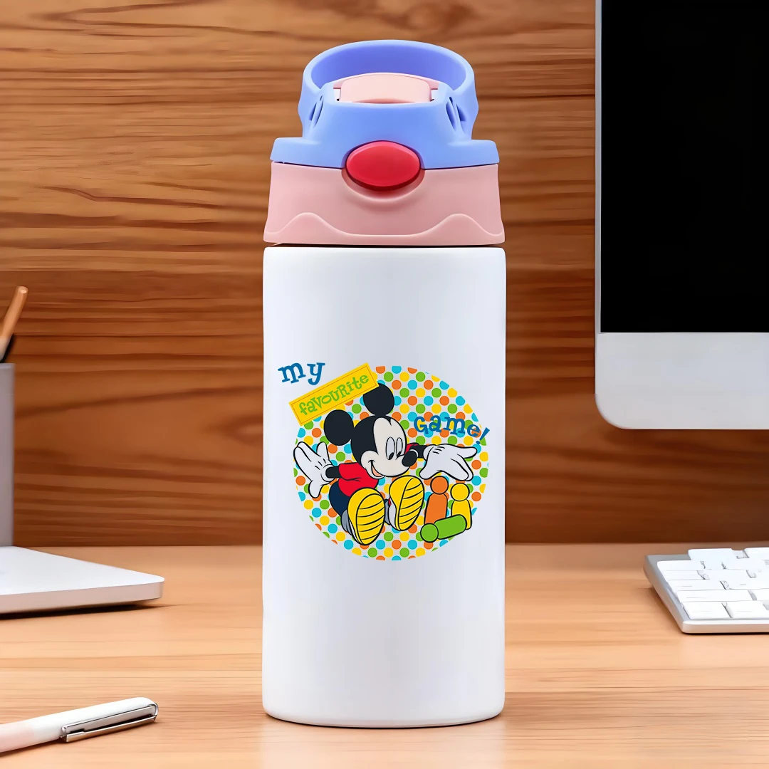 

Disney cartoon Mickey Mouse straw cup 304 stainless steel children's water cup New Year gift my favorite & game!