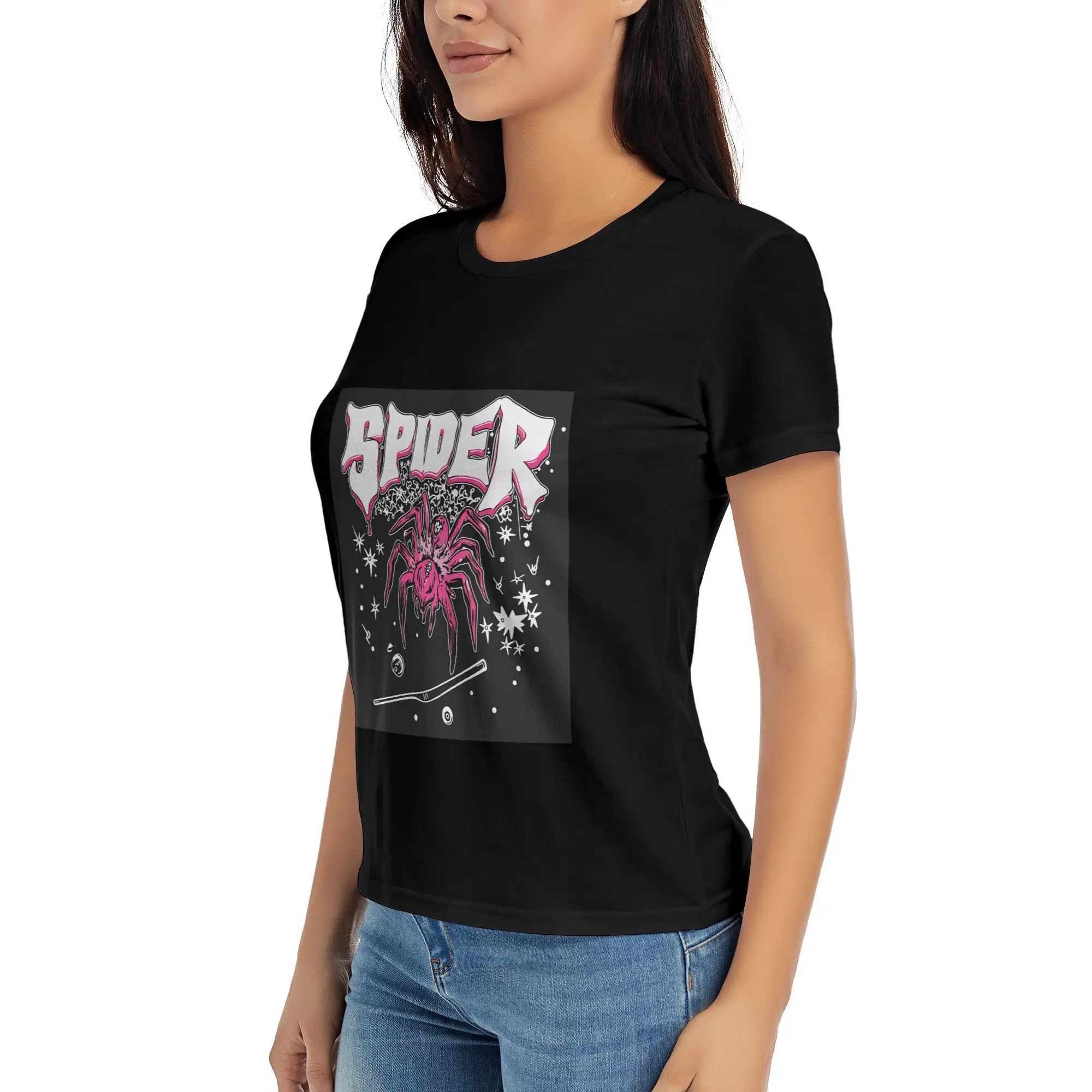 Graphic Tee T-shirt nera a maniche corte da donna 200g