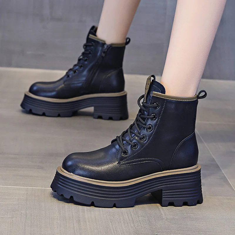 

2025 New Shoes Lolita Boots Zipper Boots-Women Luxury Designer Round Toe Ladies High Heel Ankle Fashion Rubber Autumn Rome Boots