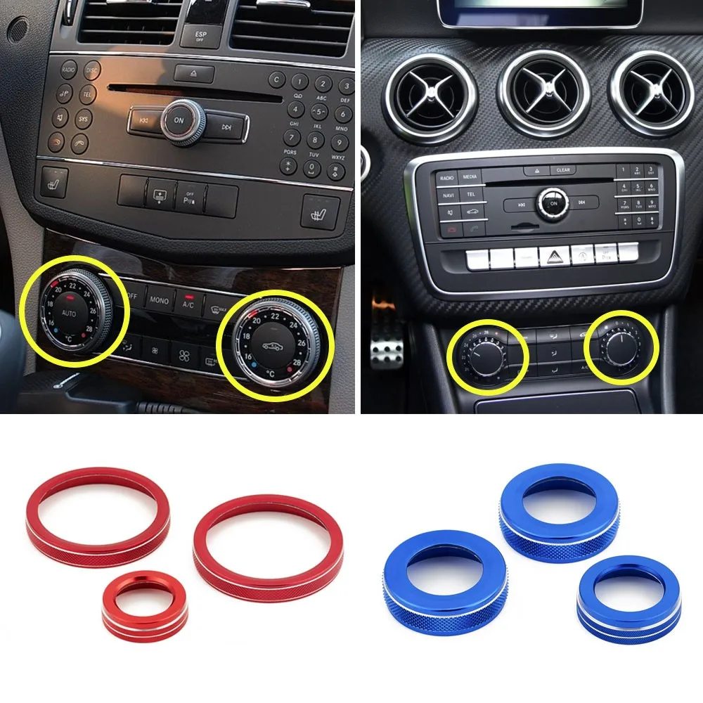 Car Air Conditioning Knob Cover Sticker Fit For Mercedes Benz A B C E GLK GLA CLA ML AMG GLE M SL GLS G GL CLS Class