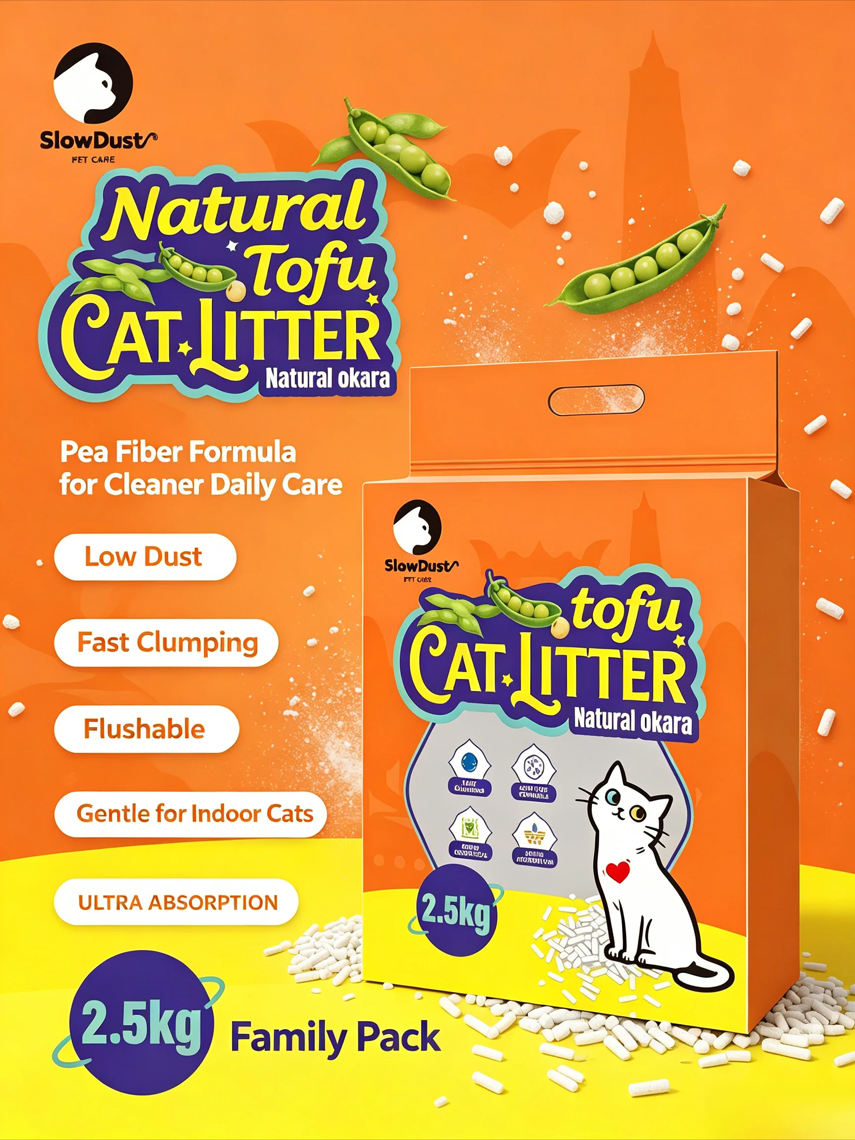 SlowDust, arena para gatos a b - Tofu Cat Litter Flushable Natural Plant reseña y precio