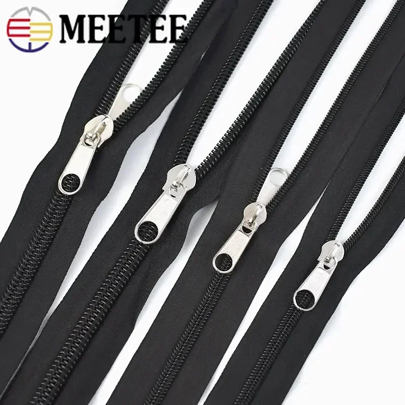 1/2/5M 3# 5# 8# 10# Nylon Zippers Tape with Zipper Slider Suitcase Continuous Zip Clothes Jacket Coil Zips Repair Accessories