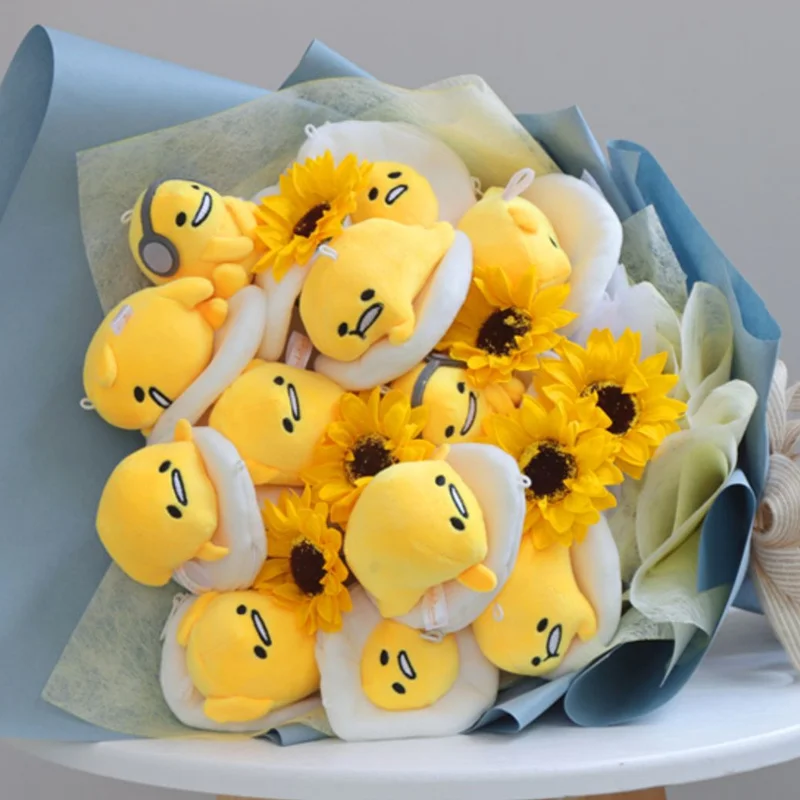 Anime Sanrio Gudetama Kawaii Egg Plush Bouquet Cartoon Creative Cute Handmade Girls Valentine's Day Graduation Birthday Gifts