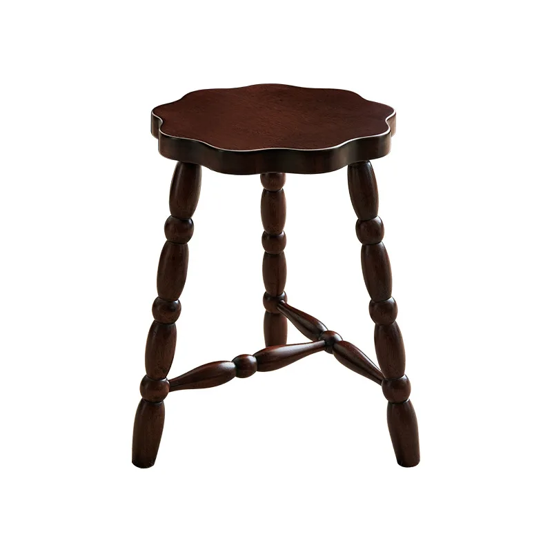 

Retro plum blossom stool household solid wood lace shoe change removable antique French style
