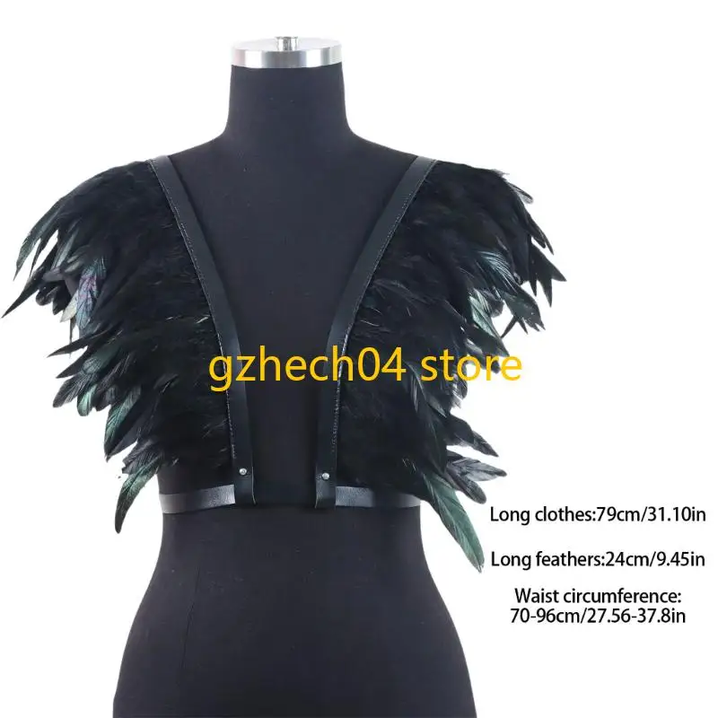 D55D wiktoriański gotycki szal z piór wzruszenie ramion chusta średniowieczne kostium cosplay na Halloween akcesoria dla kobiet