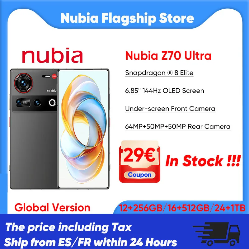 World Premiere Nubia Z70 Ultra Smartphone 5G Snapdragon 8 Elite 6.85 144Hz OLED Screen 6150 mAh Battery 64MP Camera Android 15 NFC IP68 & 69 Global