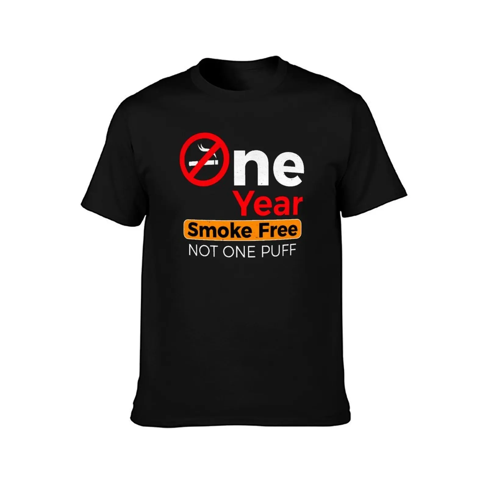 One Year Smoke Free Anniversary Celebration Gift T-Shirt Large Size Loose Casual Tee T-Shirt