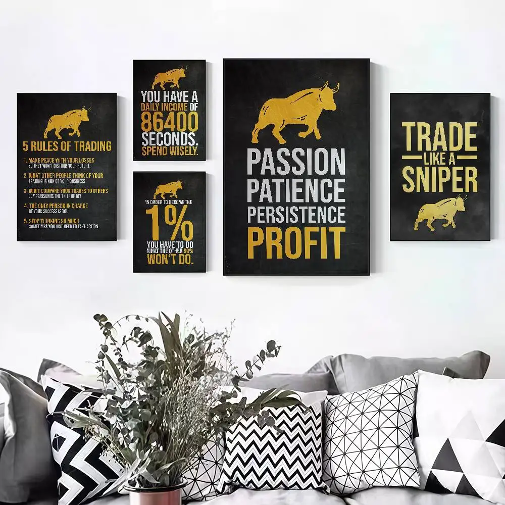Motivational Stock Trading Peelable Self-adhesive Poster Stickers Are Suitable For Frameless Wall Decoration In A Room