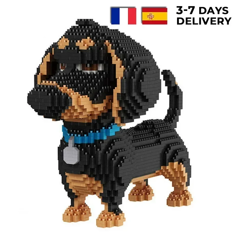 2100pcs 16014 Hot Sale Cartoon Dog Mini Dachshund Model Block Building Brick Toys for Children Gifts Dog Pets Building Blocks