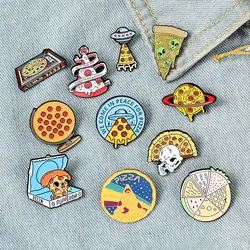 Wholesale Pizza UFO Planet Enamel Pin Custom ET Christmas Tree Globe Brooch Shirt Lapel Pins Badge Food Jewelry Gift for Friend