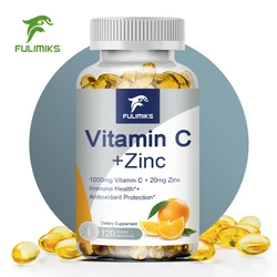 Organic Vitamin C + Zinc Capsules Supplement for Antioxidant Pigmentation Anti-wrinkle Whitening Skin Support Immune