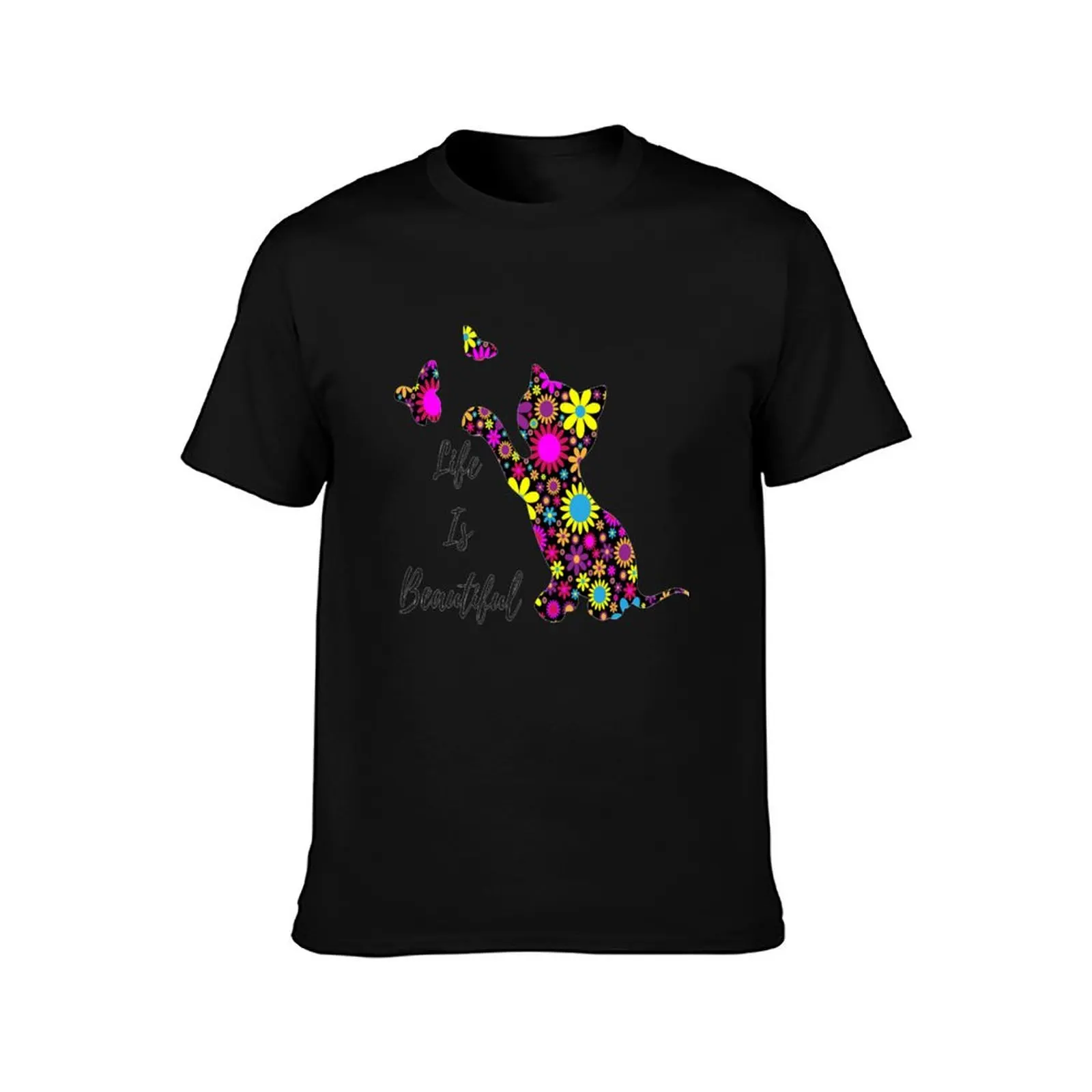 Cats Make You Smile: Life Is Beautiful T-Shirt Comfortable Work Wear Tee T-Shirt