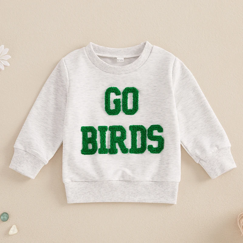 2024-09-06 Lioraitiin 6M-4Y Toddler Boy Girl Fall Sweatshirt Letter Embroidery Long Sleeve Round Neck Pullover Loose Tops