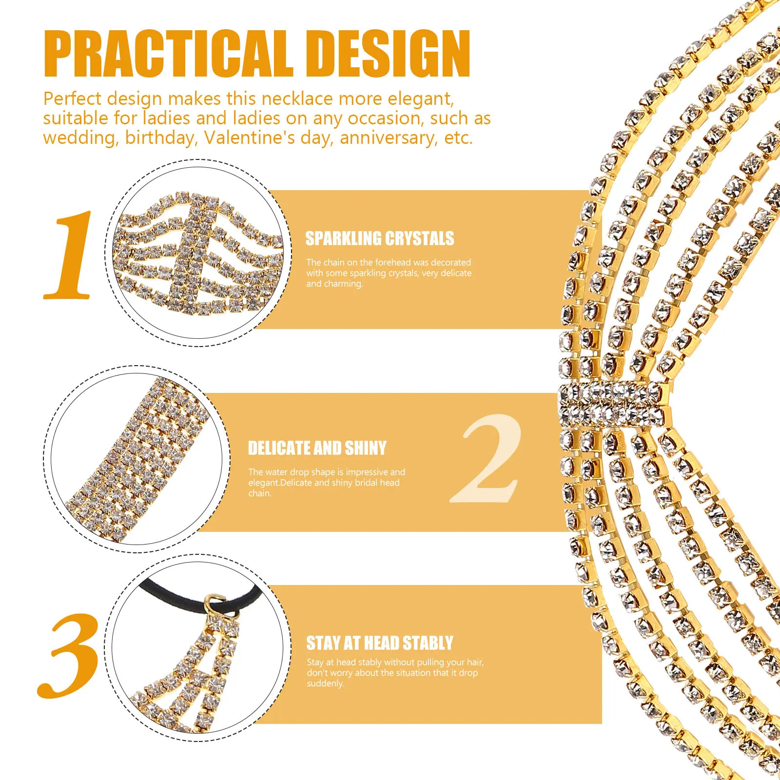 

Multi-Layer Rhinestone Wedding Bride Hair Chain Elegant Bridal Headband Party Wedding Hair Jewelry Accessories